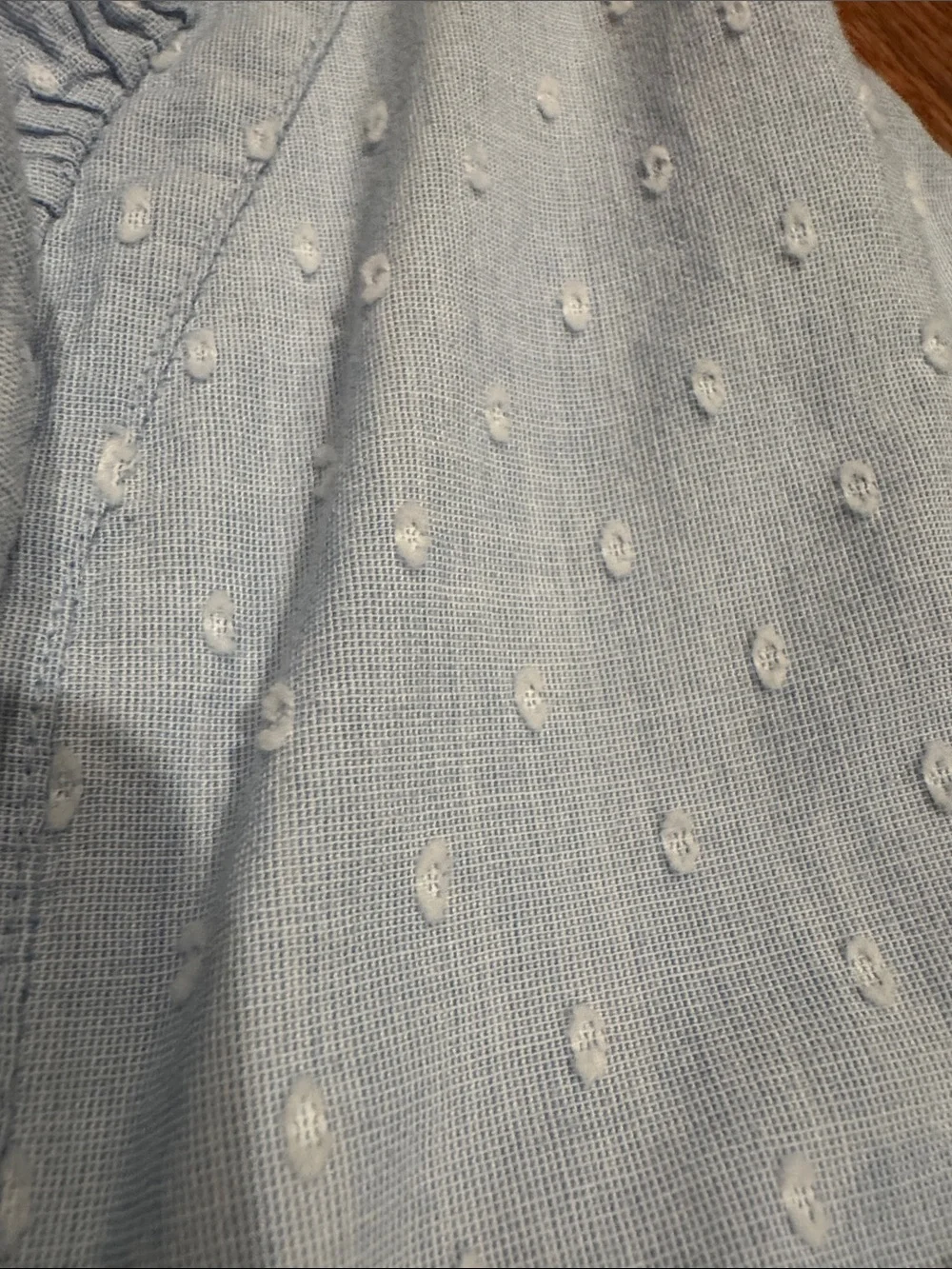 crown & ivy Pale Blue Ruffled Tiered Swiss Dot Sleeveless Top - Picture 3 of 5